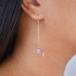 Long Dangling Chain Hoops with Crown Flower - Yay Hawaii
