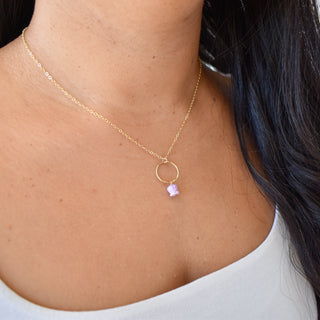 Small Hoop Necklace with Dangling Crown Flower - Yay Hawaii