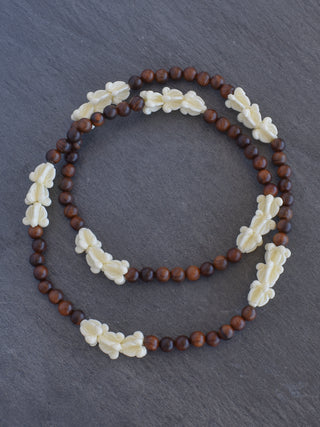 White Pua Kalaunu Lei - Rosewood Repeating - Yay Hawaii