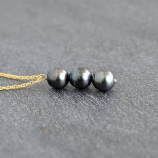 Three Tahitian Pearl Vertical Pendant Necklace - Yay Hawaii