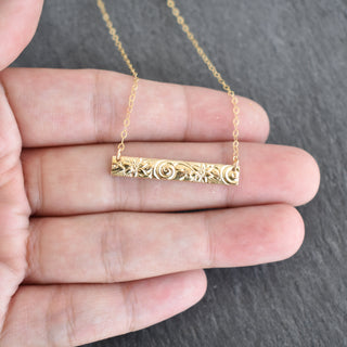 Patterned Hawaiian Heirloom Style Bar Necklace - Yay Hawaii
