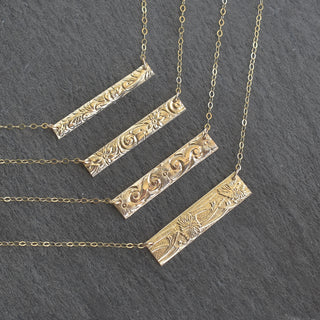 Patterned Hawaiian Heirloom Style Bar Necklace - Yay Hawaii