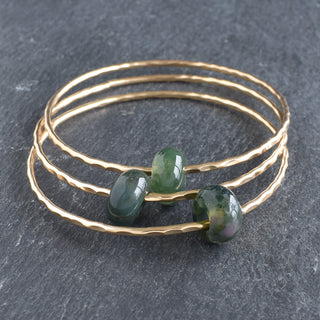 Indian Agate Rondelle Gemstone Bangle - Yay Hawaii