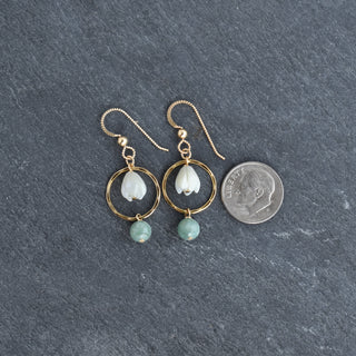 Small Jade Hoops with Pikake - Yay Hawaii