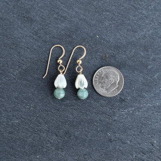 Cute Jade and Pikake Cluster Earrings - Yay Hawaii