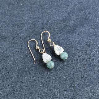 Cute Jade and Pikake Cluster Earrings - Yay Hawaii