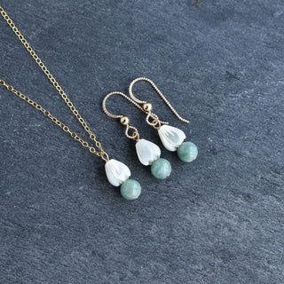 Cute Jade and Pikake Cluster Earrings - Yay Hawaii