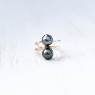 Tahitian Pearl Double Bypass Ring - Yay Hawaii