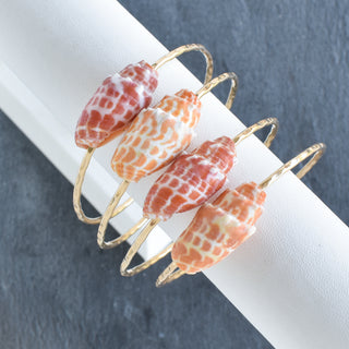 Yay Hawaii Miter Shell Bangle Bracelet featuring natural shell inlay and sleek open cuff design for stylish wear