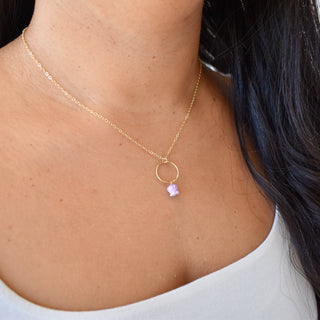Small Hoop Necklace with Dangling Crown Flower - Yay Hawaii