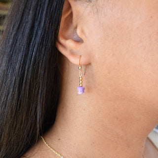 Yay Hawaii 3mm metal beaded earring with crown flower accent, showcasing intricate design and metallic finish.