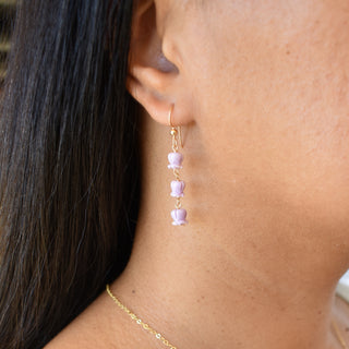 Dangling three-link crown flower earrings by Yay Hawaii featuring floral design and gold-tone metal for a stylish look.