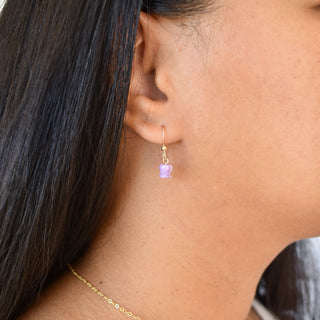 Yay Hawaii single drop crown flower earrings featuring floral design with gold-tone accents, perfect for tropical-inspired jewelry styles.