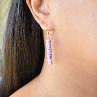 Long Five Cluster Crown Flower Earrings by Yay Hawaii featuring vibrant floral design and gold-tone metal accents.