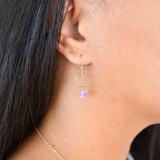 Silver crescent moon crown flower earrings by Yay Hawaii featuring intricate flower and moon design, perfect for elegant accessories.