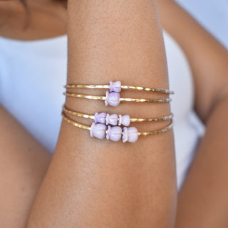 Adult Crown Flower Bangle by Yay Hawaii, showcasing a stylish bracelet with tropical floral design and gold finish.