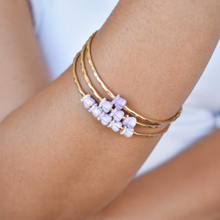 Yay Hawaii Five Crown Flower Bangle with intricate gold design and floral details, stylish jewelry accessory for women.