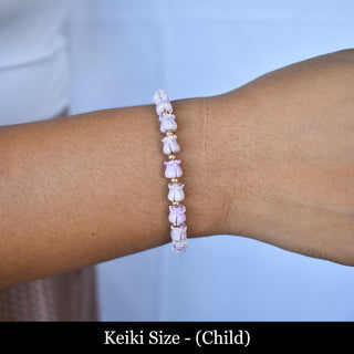 Keiki - Crown Flower Stretchy Bracelet with Metal Accent Beads - Yay Hawaii