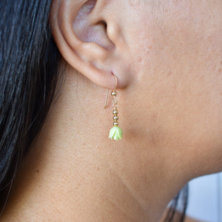 Yay Hawaii 3mm metal beaded earring with Pakalana flower accent, showcasing intricate jewelry design and floral detail.