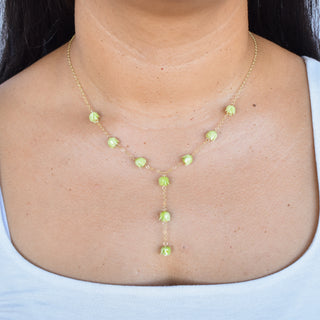 Dangling Pakalana Y Shape Lariat Necklace by Yay Hawaii featuring floral-inspired design and delicate chain.