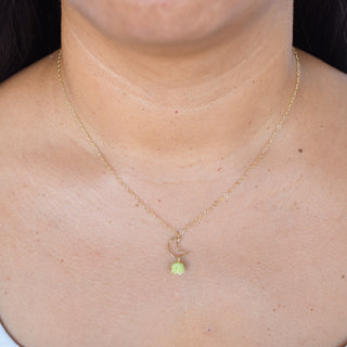 Crescent Moon Mahina and Pakalana Necklace by Yay Hawaii featuring moon-shaped pendant and floral design on a delicate chain
