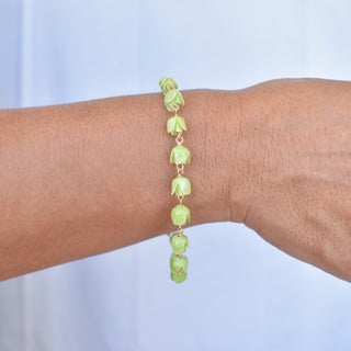 Pakalana linked bracelet with extender chain by Yay Hawaii, featuring natural floral design and adjustable length.