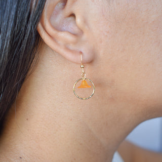Small hoop earrings with Puakenikeni flowers, Yay Hawaii jewelry, featuring delicate floral design and silver hoops.