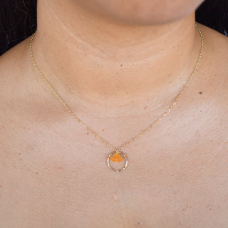 Small hoop necklace with Puakenikeni flower charms by Yay Hawaii, featuring delicate gold hoops and tropical floral accents.