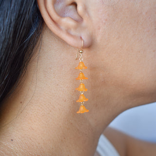 Dangling Five Linked Puakenikeni Earrings by Yay Hawaii featuring floral-inspired design with five linked flower charms.