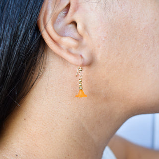 Yay Hawaii 3mm metal beaded earring with Puakenikeni flower accent, showcasing intricate Hawaiian-inspired jewelry design.