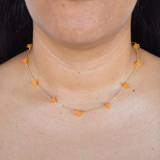 Yay Hawaii Puakenikeni chain-linked station necklace with floral charms, gold-tone jewelry for a tropical, elegant look.