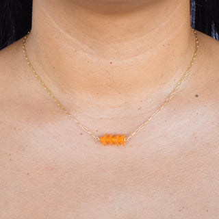Yay Hawaii Puakenikeni paper clip bar necklace featuring a delicate gold chain and elegant pendant with flower design.