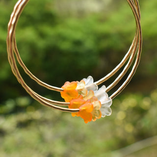 Yay Hawaii Shaded Trio Puakenikeni Bangle featuring colorful, handcrafted jewelry with a vibrant floral design.
