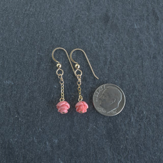 Yay Hawaii single dangle Lokelani earrings featuring vibrant red flower designs on silver hooks.