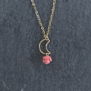 Crescent Moon Mahina and Lokelani Necklace - Yay Hawaii