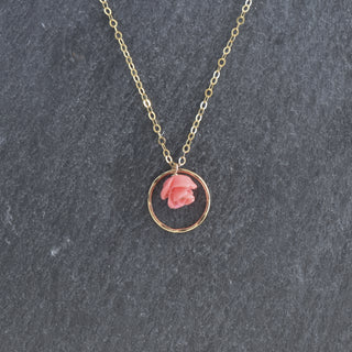 Small Hoop Necklace with Lokelani - Yay Hawaii