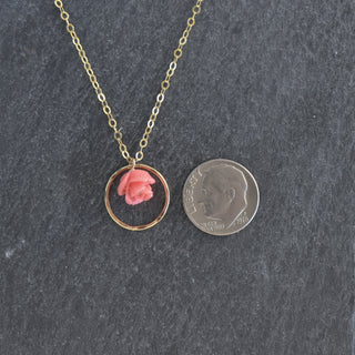Small Hoop Necklace with Lokelani - Yay Hawaii