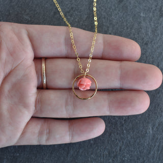 Small Hoop Necklace with Lokelani - Yay Hawaii