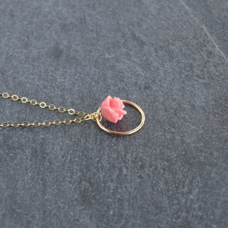 Small Hoop Necklace with Lokelani - Yay Hawaii