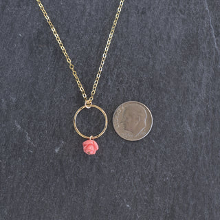 Small Hoop Necklace with Dangling Lokelani - Yay Hawaii