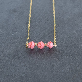 Three Lokelani and Accent Bead Necklace - Yay Hawaii