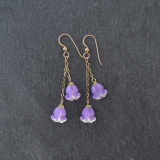 Realistic Pua Kalaunu double dangle earrings by Yay Hawaii with detailed floral design and gold-tone finish.
