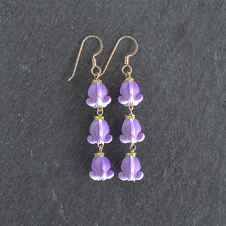 Realistic Pua Kalaunu triple linked earrings by Yay Hawaii featuring gold-toned floral jewelry with intricate design details.
