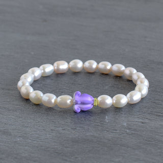 Single Realistic Pua Kalaunu Stretchy with White Rice Pearls - Yay Hawaii