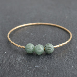 Three Carved Burmese Jade Bangle - Yay Hawaii