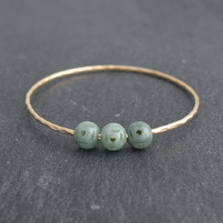 Three Carved Burmese Jade Bangle - Yay Hawaii