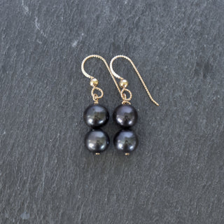 Double 8mm Black Pearl Cluster Earrings - Yay Hawaii