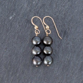 Triple 8mm Black Pearl Cluster Earrings - Yay Hawaii