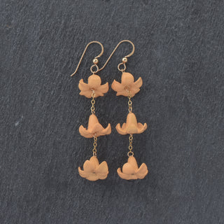 Yay Hawaii Chain Link Big Puakenikeni earrings in vibrant colors, featuring bold floral design and large hoop style.