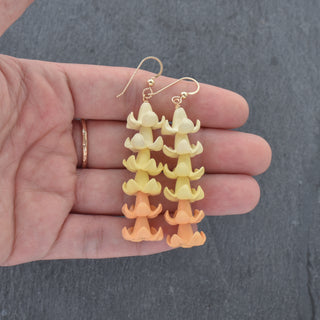 Long Cluster Big Puakenikeni earrings by Yay Hawaii featuring vibrant floral design in choice of colors.